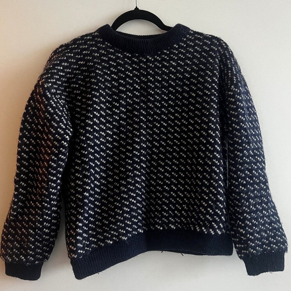 Classic L.L. Bean Shrunken Navy Wool Sweater